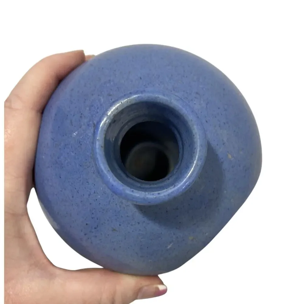 Studio Pottery Candle Holder Wall Sconce Primitive Farmhouse Blue Cottage Decor